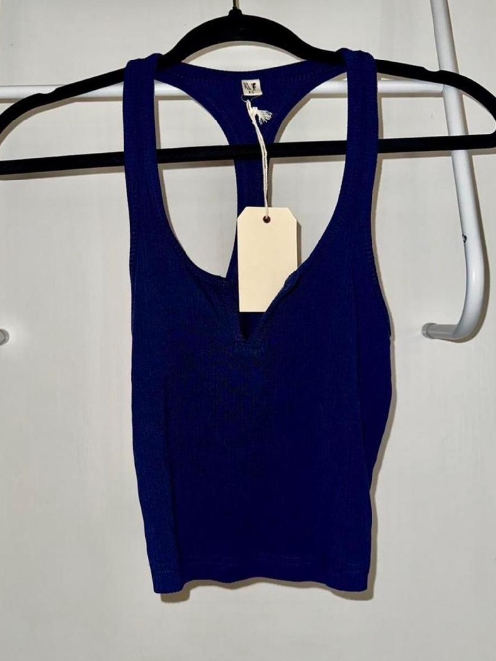 XS Fashion Brand Company Navy Split Racerback Tencel Rib Tank
